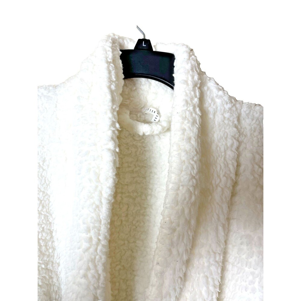 Pottery Barn Woman's Ivory Soft Textured  Sherpa Robe Size Medium - Picture 3 of 7